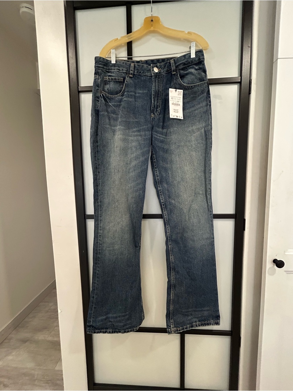 Zara Women's Dark Blue Wide-Leg Jeans